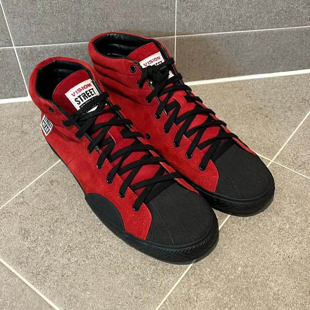 Vision Street Wear VSW Suede Hi skate skateboard shoes sneakers red Mens Size 13